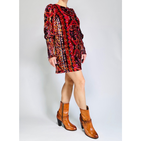 ANTHROPOLOGY Womens Dress Velvet Mini Cocktail Dress Size 4 Burgundy Red Orange - Picture 12 of 15